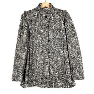 Vintage 60s Mod Black and White Wool Tweed Coat